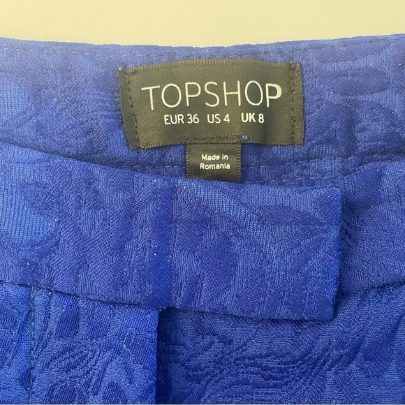 Topshop Blue Slim Fit Patterned Trousers - Picture 8 of 10